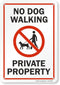 SmartSign "No Dog Walking - Private Property" Sign, 7" x 10" Aluminum