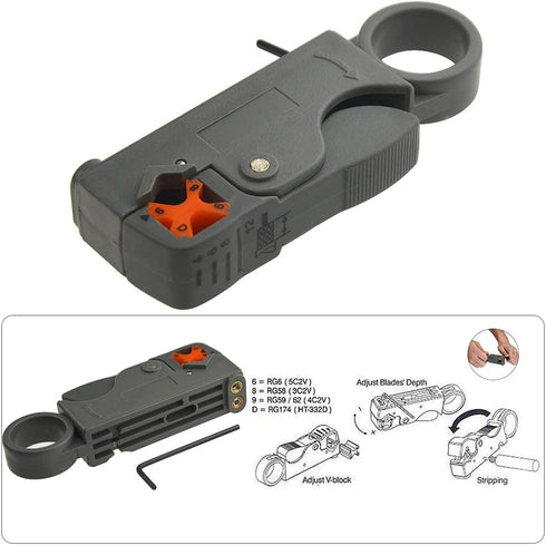 XINGYHENG 14Pcs Coaxial Cable Compression Crimping Tool Kit, RG59 RG6 Coax Crimper, Cable Stripper