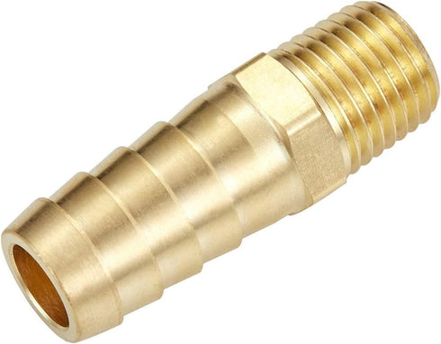 4 PCS Solid Brass Pipe Fitting and Air Hose End Fittings, 1/2" Barb x 1/4" NPT Male Thread Pipe Adapter
