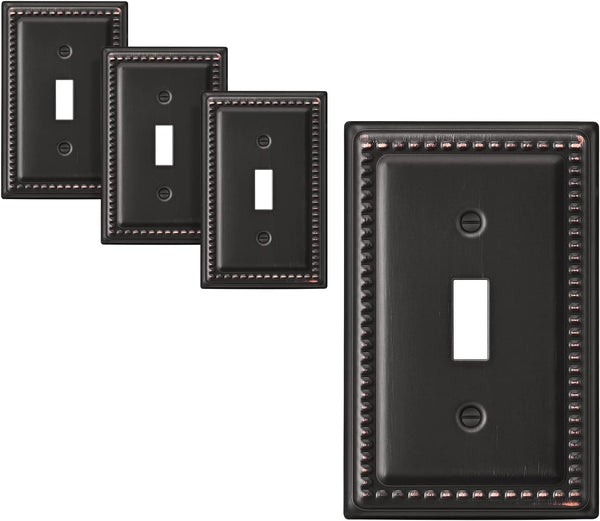 DEWENWILS Decorative Light Switch Cover, Metal Toggle Light Switch Wall Plates, Aged Bronze Outlet Covers for Home,
