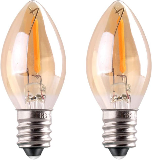 C7 LED Night Light Bulb, E12 Candle Base, 0.5 Watts LED Filament, 4W 5W Equivalent, Pack of 2