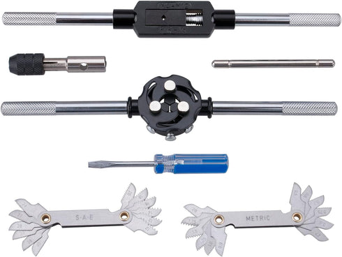 60-Pc Master Tap and Die Set - SAE Inch Size #4 to 1/2” and Metric Size M3 to M12, Complete Tool Kit