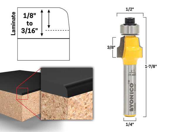 1/4-Inch 14933q YONICO Router Bits No File Radius Trim No File Shank
