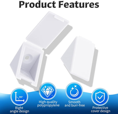20 Cap,21x21x17mm 90 Pcs L Shape Bracket with Cover Plastic Nylon Right Angle Brackets with Screws Degree Plastic