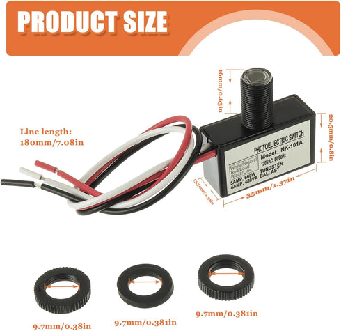 JAMHER 2 Pack 105V-130V AC Photocell Light Sensor Light Control Sensor Button Switch Dusk to Dawn Sensor for Outdoor