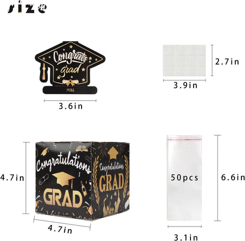50 Set Graduation Gifts Funny Cash Gift Box Money Holder Money Gift Ideas Includes Plastic Bags with Pull-Out Card DIY