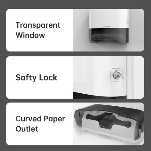 300+ Paper Towel Dispenser,Large Capacity Wall Mount Tissue Dispensers with Smart Lock, Used for Kitchen and Bathroom
