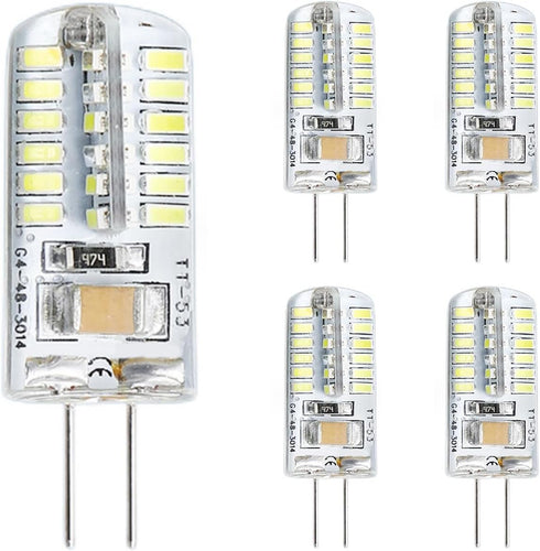 5pcs G4 LED Bulb: 12V 4W AC/DC Landscape Light Bulbs, Bi-Pin Base, Equivalent to 20W-30W T3 Halogen Replacement (Warm