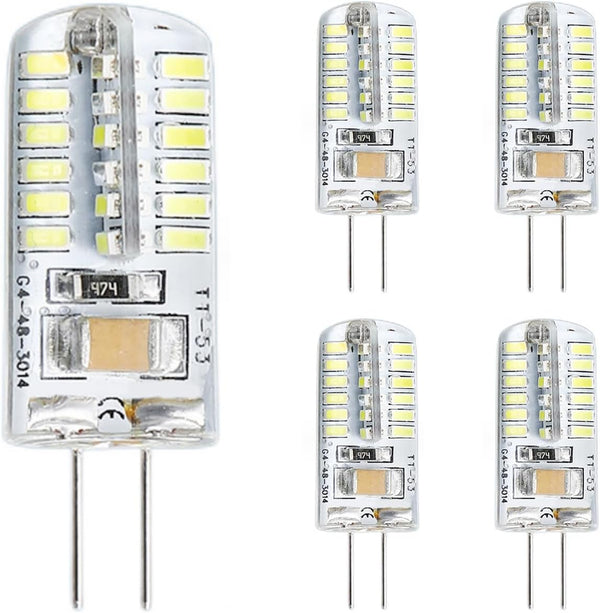 5pcs G4 LED Bulb: 12V 4W AC/DC Landscape Light Bulbs, Bi-Pin Base, Equivalent to 20W-30W T3 Halogen Replacement (Warm