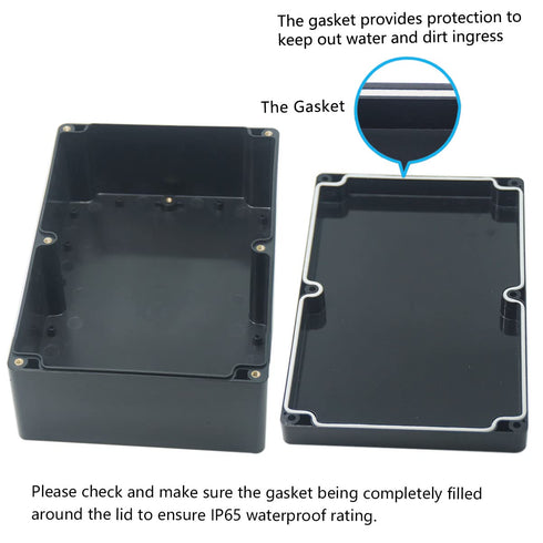 Zulkit Junction Box, IP65 Waterproof Dustproof ABS Plastic Electrical Boxes Electronic Enclosure Black 9.1 x 5.9 x 3.4