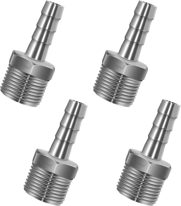 NPT 1/2 thread x 3/8" hose barb fitting, Stainless Steel for Home