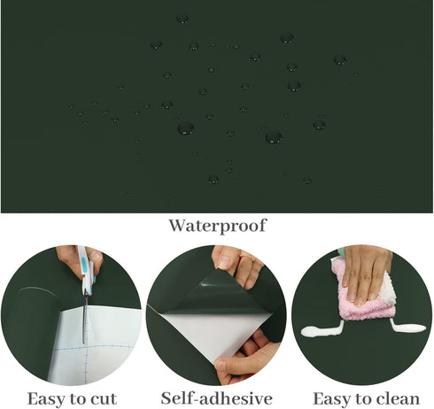 VaryPaper 15.7''x78.7'' Dark Green Contact Paper for Cabinets Waterproof Peel and Stick Wallpaper for Kitchen