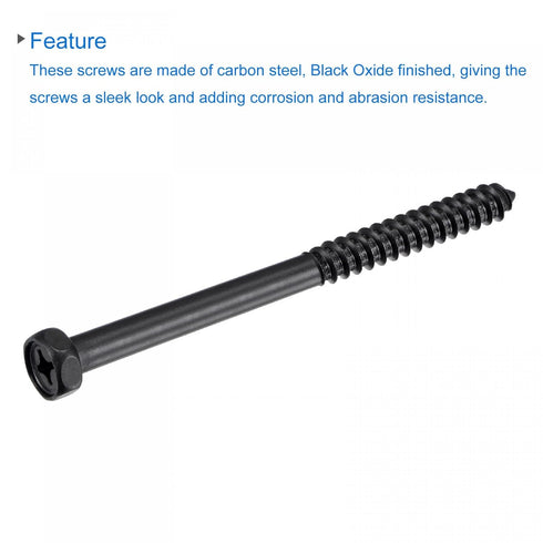 uxcell Hex Lag Screws 5/16" x 4" Carbon Steel Phillips Head Bolts for Deck Building or Joining Lumber (10pcs)