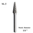 SL-3 Tungsten Carbide Burr Rotary File Taper Shape with Radius End Double Cut, 1/4" Shank for Die Grinder