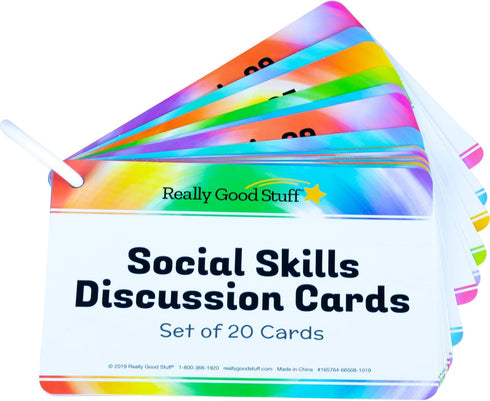 Really Good Stuff Social Skills Discussion Cards, Set of 20 for Kids - Social Emotional Learning Activities
