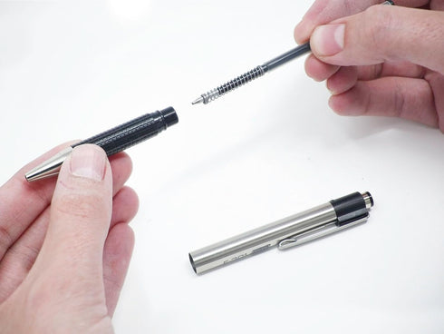 Zebra Pen F-301 Retractable Ballpoint Pen, Fine Point, Black Ink, Stainless Steel Barrel, Plus Yellow Mildliner