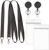 YOUOWO Black Lanyards with ID Badge Holder, 4x3 Vertical and Retractable Badge Reel Protector, 2 Pack