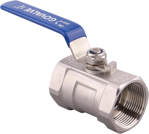 1PC Ball Valve Stainless Steel, 1 1/4" NPT Female Standard Port, 1-Piece Type for Water, Oil, and Gas
