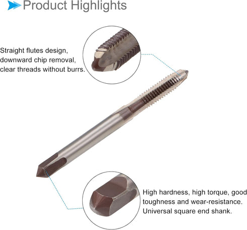 Hand Threading Taps, M4 x 0.7 Thread, Metric Alloy Tool Steel Taper Bottom Tap for Machine Thread Repair