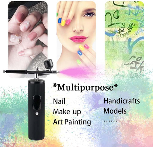 WRDOFH 48PSI 0.3mm Nozzle 4000mAh High-Pressure Airbrush Kit with Compressor, & Battery - Handheld Portable Spray Gun