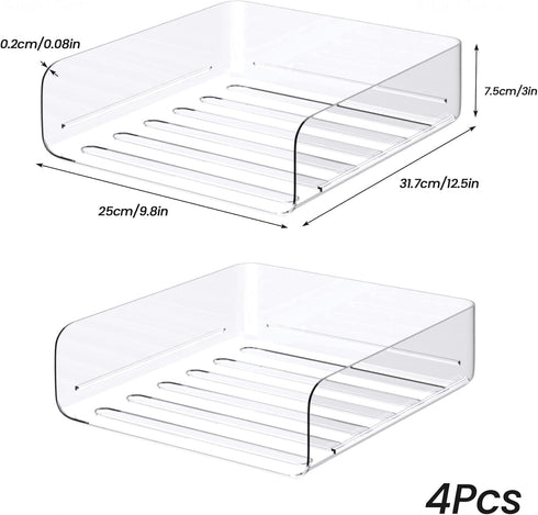 Tomorotec Desk Letter Tray Set, A4 Size Clear PET Stackable Document Organizer, Office Desktop File Holder (4X Portrait)