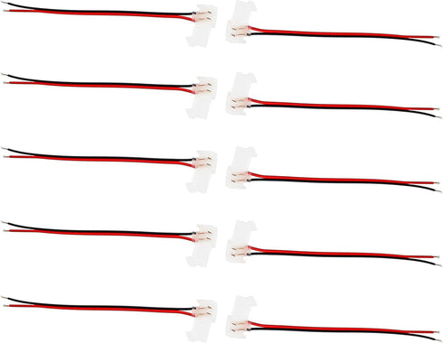 LESHOW 10Pcs 12V Solderless LED Neon Flex Connector Kit, Waterproof Quick-Install Clips for