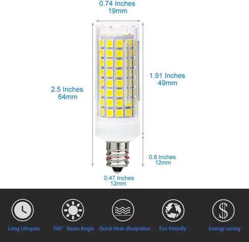 10W E12 LED Corn Light Bulb, 4 Pack, Dimmable 100 Watt Equivalent, 1000LM 6000K Decorative Candle E12 Base for Home