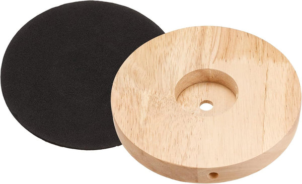 PATIKIL 150mm Wooden Lamp Base, 1 Pack Circular Solid Wood Desk Lamp Stand Replacement for DIY Table Lamps