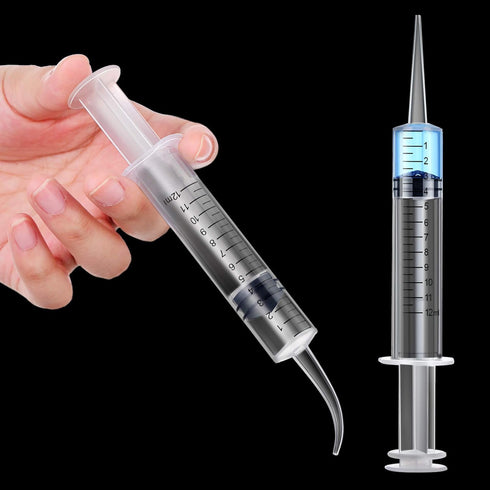 Nuanchu 8 Pieces Dental Syringe Irrigation, 12 ml with Curved Tip & Straight Tip, Disposable Mouthwash Cleaner for Oral