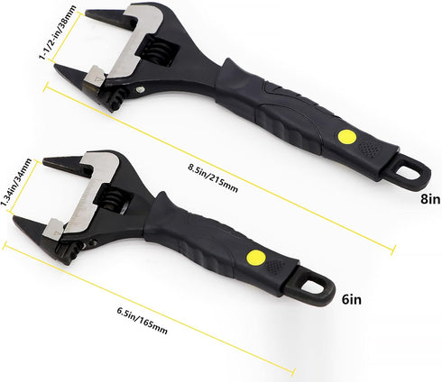 Extra Slim Jaw 6-Inch Adjustable Wrench, Large 1.34-Inch Jaw Opening for Tight Spaces