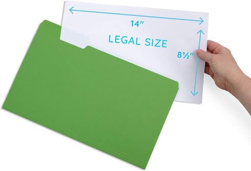 Blue Summit Supplies Green Legal File Folders, 1/3 Cut Tab, Legal Size, 100 Per Box for Easy File Storage