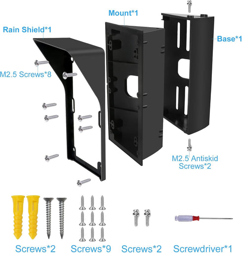 Adjustable Angle Mounting Bracket Compatible with Video Doorbells 1/2/3/4, Replacement Angle Adjustable Video Doorbell Mounting Plate Bracket Wedge Kit with Rain Cover, Waterproof and Anti Glare