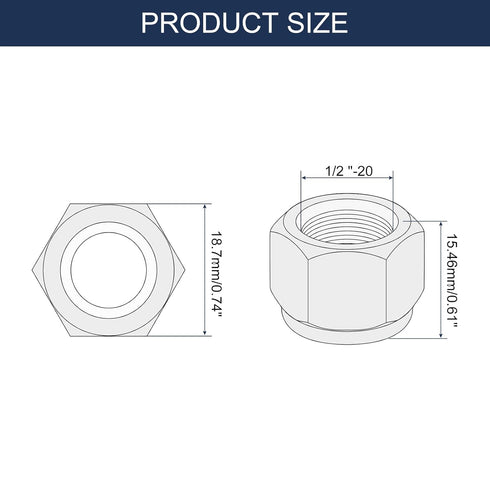 uxcell 15Pcs 1/2"-20 Nylon Insert Hex Lock Nuts, Carbon Steel Self-Locking Nylon Insert Stop Nut for Industrial Construction Fasteners, Color Zinc&White