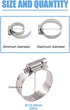 Glarks 20Pcs 304 Stainless Steel Adjustable Worm Gear Hose Clamps Assortment Kit, 21-44MM Range for Plumbing