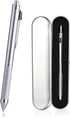 smttw 4 in 1 Multi-Function Refillable & Retractable Ballpoint Pen, Silver Metal Barrel with 0.5mm Mechanical Pencil