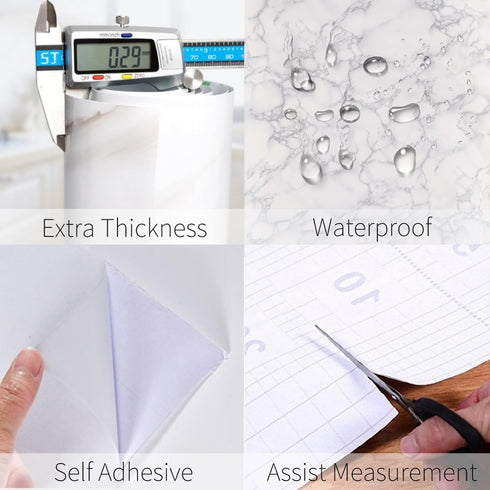 15.8"x118" White Marble Wallpaper - Self Adhesive Contact Paper for Kitchen Cabinets and Bathroom Refurbishment