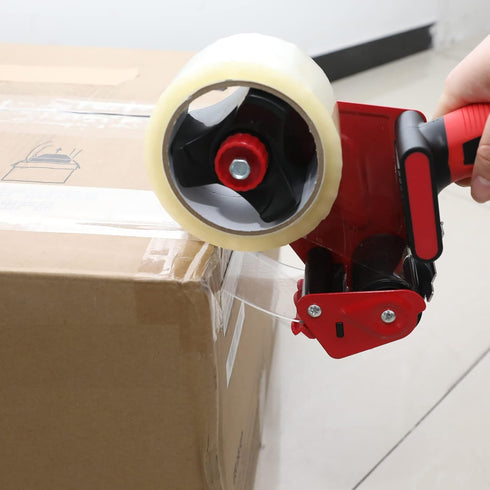 WELSTIK 2 Pack Red Non-Slip Silicone Handle Packing Tape Dispenser Gun - 2 Inch Heavy Duty Sealing Tape Cutter