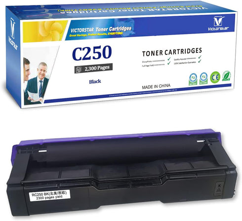 VICTORSTAR Compatible High Capacity Toner Cartridge SP C250 C260 C261 Black 2300 Pages for RICOH Aficio Printers