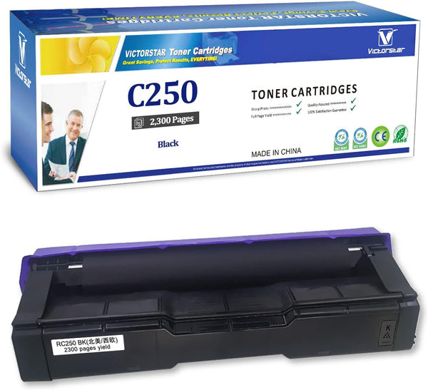 VICTORSTAR Compatible High Capacity Toner Cartridge SP C250 C260 C261 Black 2300 Pages for RICOH Aficio Printers