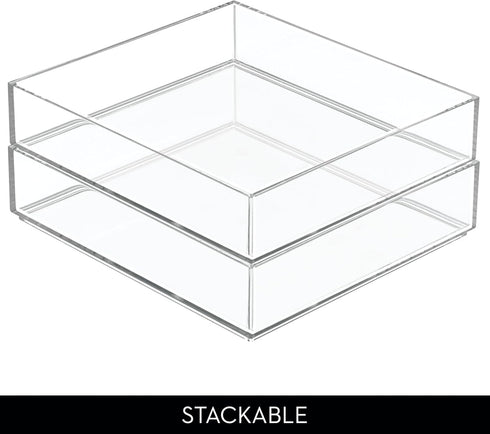 Set 4, iDesign Stackable Makeup Drawer Organizer Tray - Vanity Organizer or Desk Organizer, of Clear