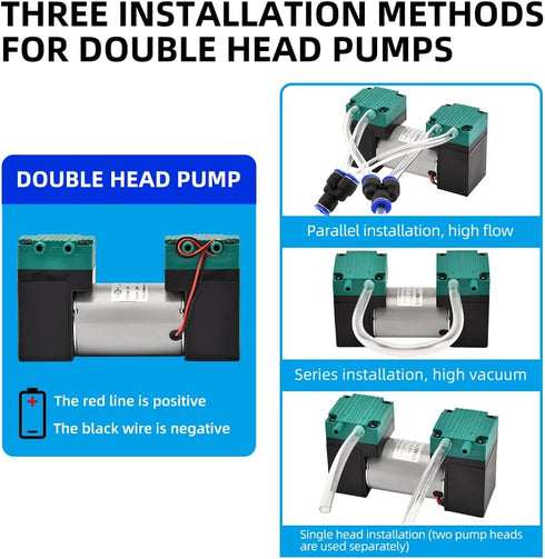 12/24V 10W Mini DC Air Pump, Oilless Mute Diaphragm Vacuum Pump for Electrical Vacuum Suction (UV-U3-24V)