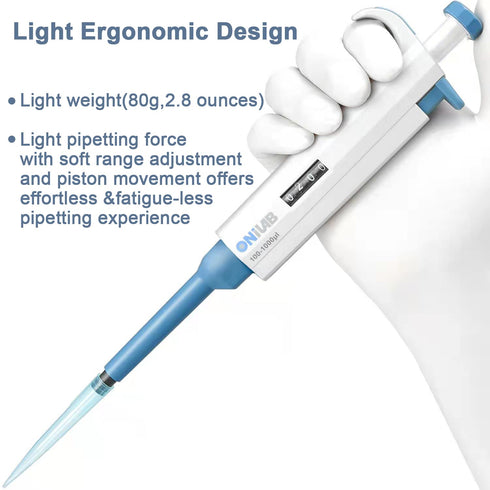 ONiLAB 2-10Ml Adjustable Autoclavable Micropipette, Single Channel, Model 7010101033