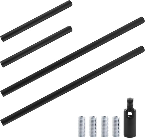 suiwotin 4pcs M10 11.8" 5.9" Chandelier Extension Pole Kit with Sloped Ceiling Adapter - Thread & Rods for Pendant