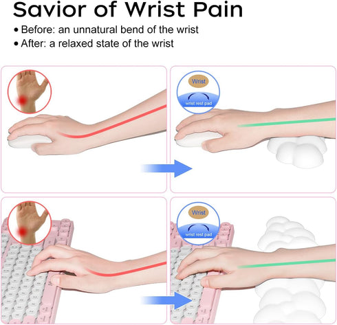 JIKIOU Upgrade Leather Cloud Keyboard Wrist Rest, Cloud Wrist Rest with Non-Slip PU Base, Comfortable Memory Foam Wrist