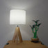 YSJUENAII Modern Small Tripod Table Lamp with Wooden Base, White Fabric Shade, Bedside Desk Light (White)