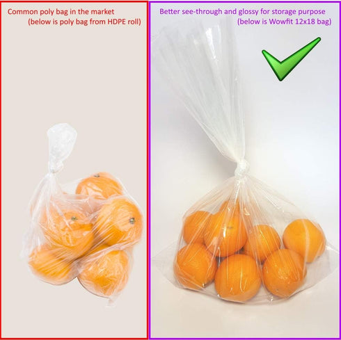 Wowfit 30 CT Clear Plastic Flat Open Poly Bags 16x20 inches 1.1 Mil for Food Storage, Packaging, and More