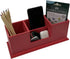 UnionBasic Desk Organizer, Desktop Caddy Leather Multi-compartment Pen Holder Office Stationer Organizer, Red by UnionBasic