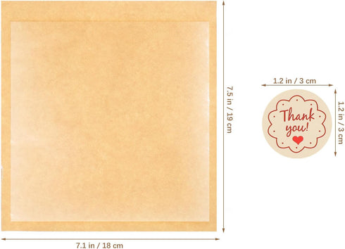 200 Packaging, 19x18cm Pcs Small Bread Bags with Front Window, Food Safe Kraft Paper Bakery Bread and Biscuit Storage