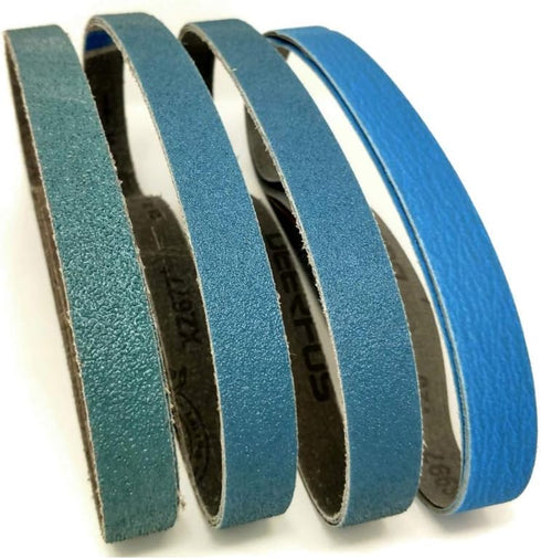 3/8 Inch x 13 Inch Zirconia Sanding Belts, 4 Each of 40/60/80/120 Assorted Grits for Woodworking, Metal Polishing (16