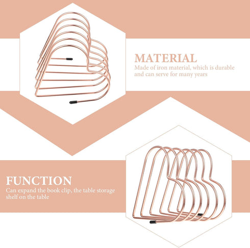 Set, NUOBESTY Expandable Rose Gold Book Holder and Bookend Metal Adjustable Desktop Book Rack for Student Desk Storage